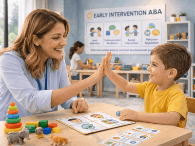 Focus areas include joint attention, communication readiness, social interaction, play development, and behaviour regulation, as early intervention leads to maximum developmental progress.
